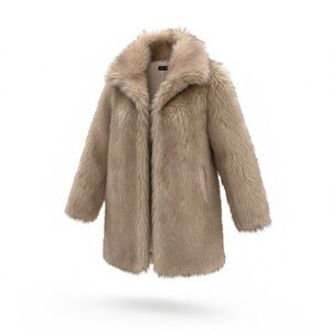 Love Token Faux Fur Jacket in Cream and Tan